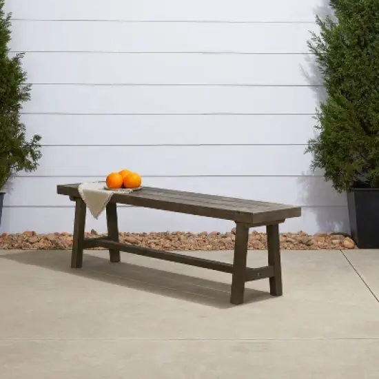 Renaissance Outdoor Patio Dining Picnic Bench - Gray - Vifah image {1}