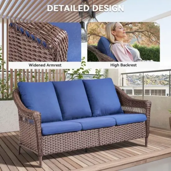 Buenhomino Outdoor Couch Wicker Patio Sofa image {4}