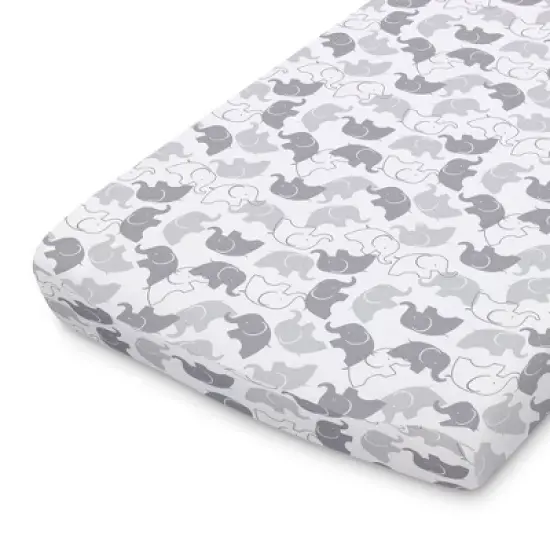 The Peanutshell Changing Pad Covers - Gray Elephants/Stripe 2pk image {1}