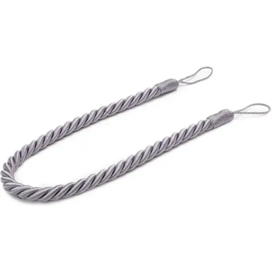 Juvale 2 Pairs Light Grey Rope Curtain Tiebacks with Hooks, Holdbacks for Window Drapes (26 in) image {4}