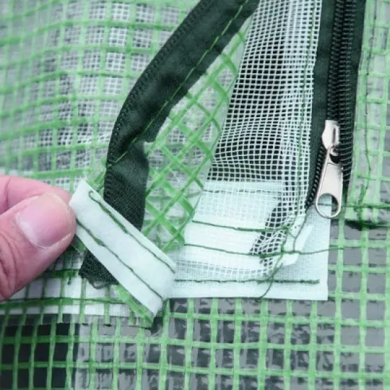 Outsunny 71" x 55" x 32" Mini Tunnel Greenhouse, Garden Planting Shed, Outdoor Flower Planter Warm House with Zipper Windows and Door, Green image {4}