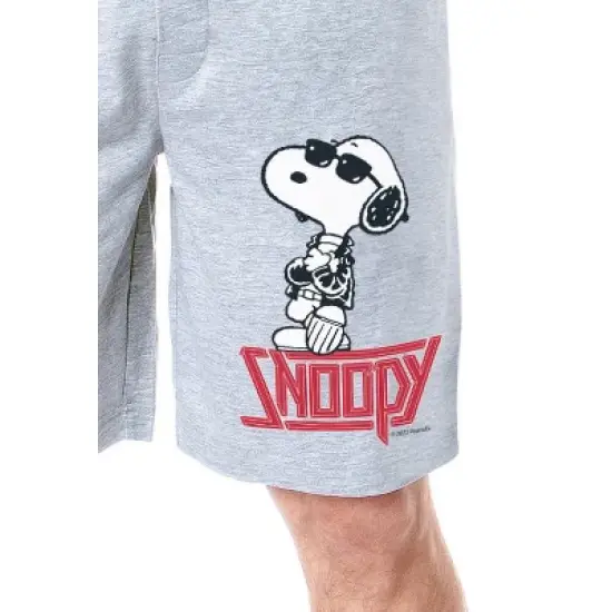 Peanuts Mens' Snoopy Rocker Cool Punk Character Sleep Pajama Shorts Grey image {1}
