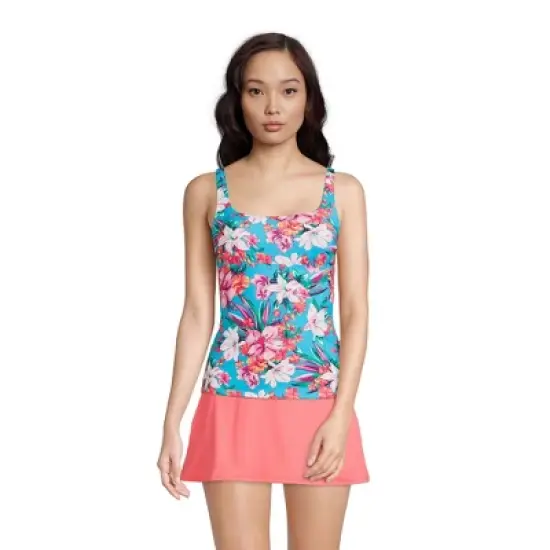 Lands' End Women's Mastectomy Chlorine Resistant Square Neck Tankini Top Swimsuit Adjustable Straps image {6}
