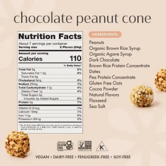 Boobie Lactation Oats Cookie Bites - Chocolate Peanut Cone - 6oz image {6}
