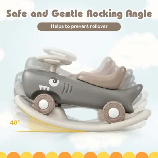 Costway Convertible Rocking Horse & Sliding Car with Detachable Balance Board Dark Gray/White image {5}