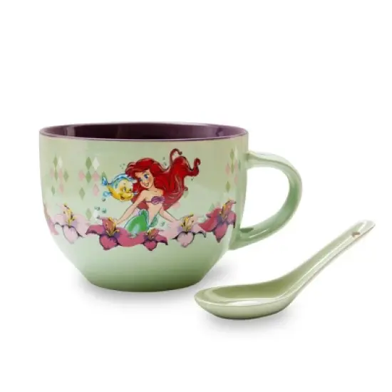 Silver Buffalo Disney The Little Mermaid Ariel Ceramic Soup Mug With Spoon | Holds 24 Ounces image {9}