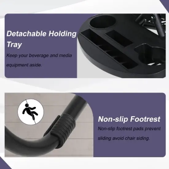 FDW Foldable Zero Gravity Chair Lounge Patio Chaise with Cup Holder Tray image {3}