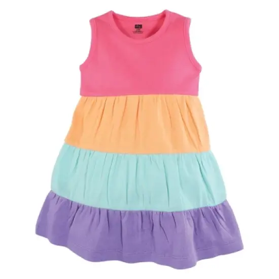 Hudson Baby Girl Cotton Dresses, Rainbow Stripe image {4}