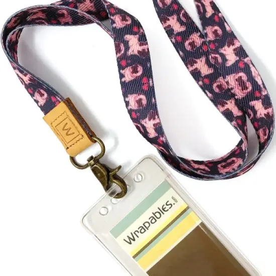 Wrapables Lanyard Keychain and ID Badge Holder, Gray Pug image {2}