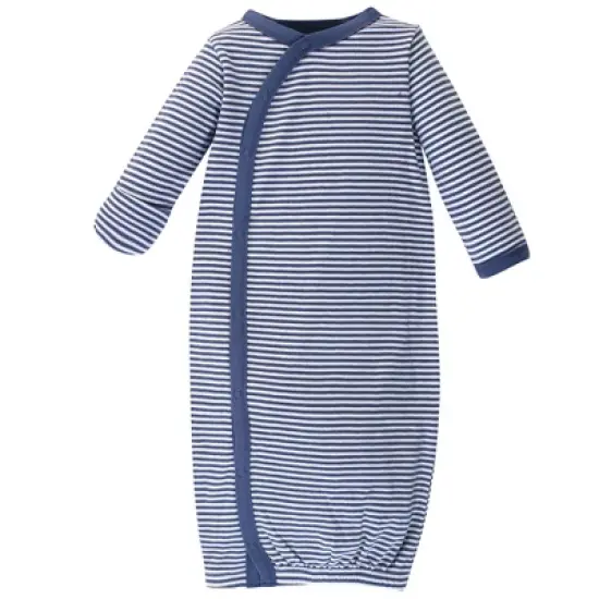 Touched by Nature Baby Boy Organic Cotton Side-Closure Snap Long-Sleeve Gowns 3pk, Blue Whale image {1}