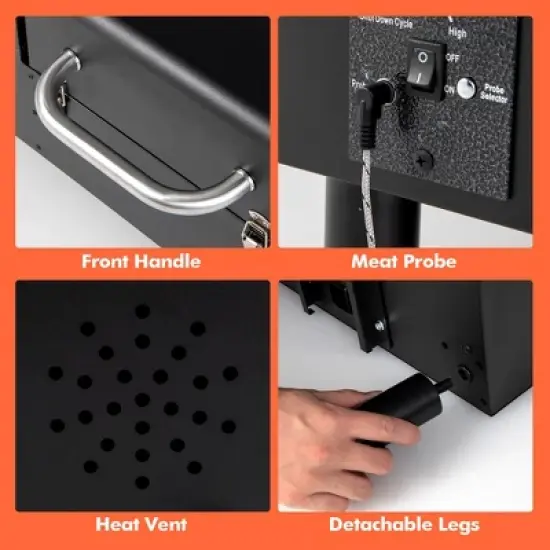 Costway Electric Wood Pellet Grill and Smoker Tabletop w/ Temperature Probe image {7}