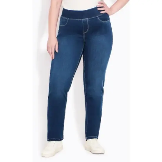 Women's Plus Size Butter Denim Pull On Jean Dark Wash - Tall | AVENUE image {3}