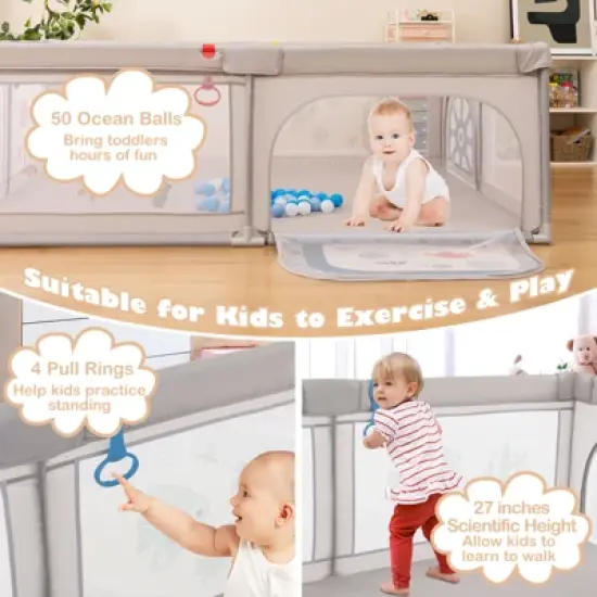 Infans Large Baby Playpen Kids Play Yard Activity Center 81" x 57.5" image {4}