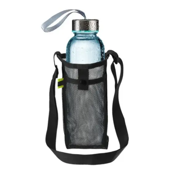 Unique Bargains Mesh Portable Adjustable Strap Water Bottle Bag for Sports 2 Pcs image {3}