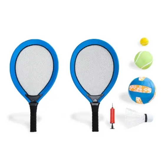 HearthSong 3-in-1 Outdoor Active Game Set with Oversized Tennis, Badminton, and Volleyball image {3}
