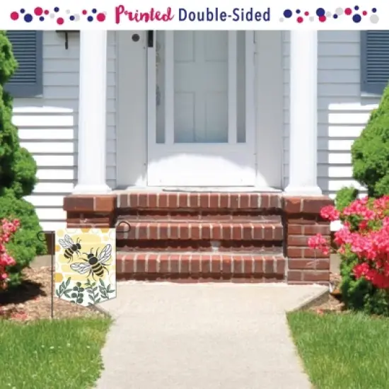 Big Dot of Happiness Little Bumblebee - Outdoor Home Decorations - Double-Sided Bee Baby Shower or Birthday Party Garden Flag - 12 x 15.25 inches image {1}