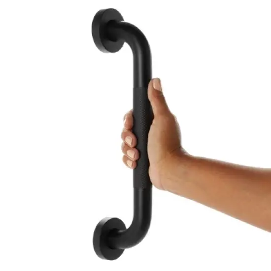 Built Industrial 2 Pack Grab Bars for Bathtubs and Showers, 12 Inch Anti-Slip Handle for Elderly, Handicap, Seniors, Black image {3}