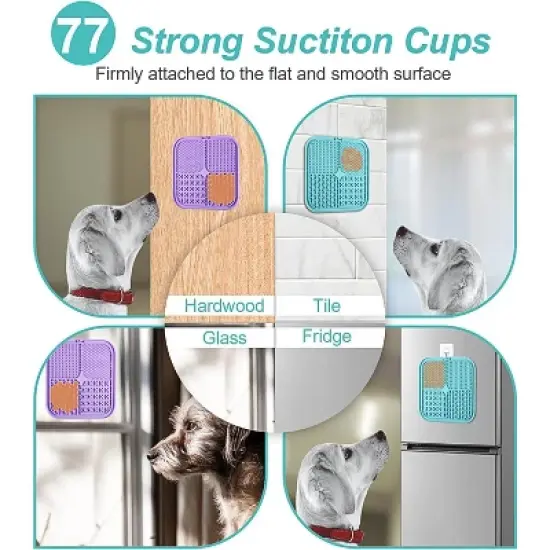 Lick Mat for Dogs & Cats 2 Pack with Suction Cups, Dog Lick Mat image {1}