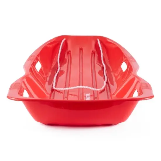 Slippery Racer Downhill Xtreme Flexible Adults and Kids Plastic Toboggan Snow Sled for Up To 2 Riders with Pull Rope and Handles, Red image {3}