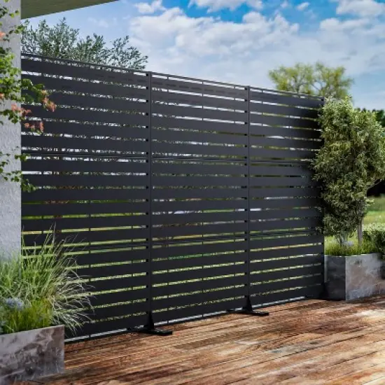 PexFix 72 in. H x 47 in. W Black Outdoor Metal Privacy Screen image {2}