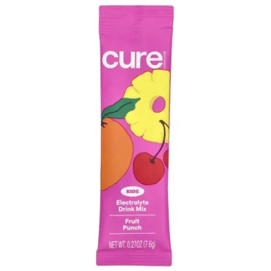 Cure Hydration Kids, Electrolyte Drink Mix, Fruit Punch, 6 Packets, 0.27 oz (7.6 g) Each image {2}