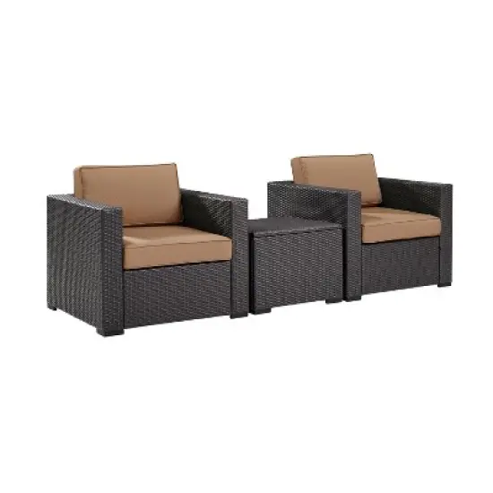 Biscayne 3pc Outdoor Wicker Seating Set - Mocha - Crosley image {2}