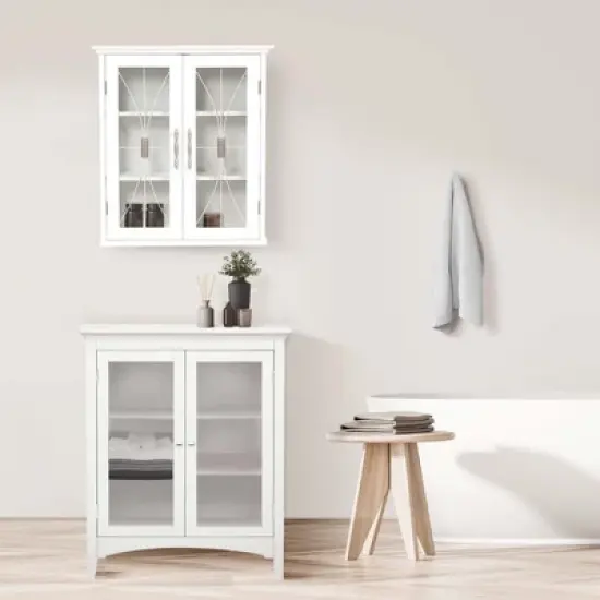 Teamson Home Delaney Removable Wooden Wall Cabinet with 2 Doors- White image {3}