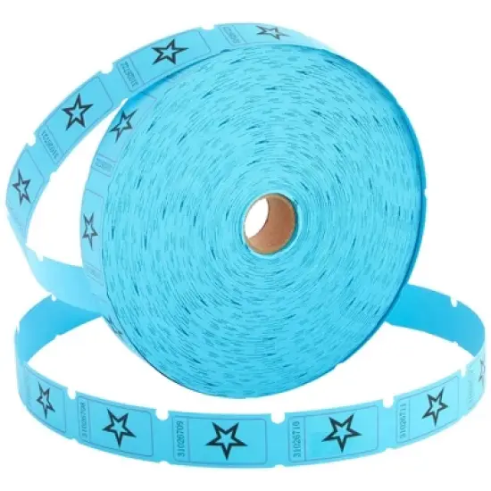 Juvale 2000-Count Numbered Blue Star Raffle Tickets, Single Ticket Roll for Party Events, Prize Reward, Fundraiser Drawing, Carnival, 2x1 in image {8}