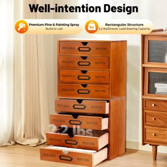 YIYIBYUS 16-Drawer Organizer, Wooden Desktop Organizer, Wooden Storage Box image {4}