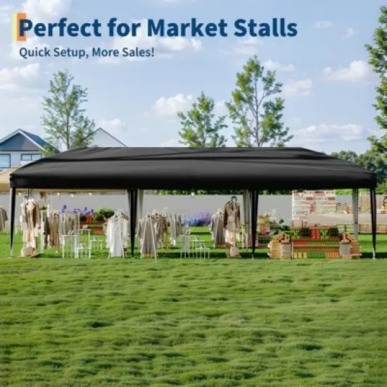 10x30 Heavy Duty Pop Up Canopy w/8 Sidewalls, Roller Bag & Full Kit (Anchors, Ropes, Stakes) - 3 Height Adjustable image {4}