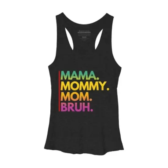 Women's Design By Humans Mother's Day Mama Mommy Mom Bruh Rainbow Text By punsalan Racerback Tank Top image {2}