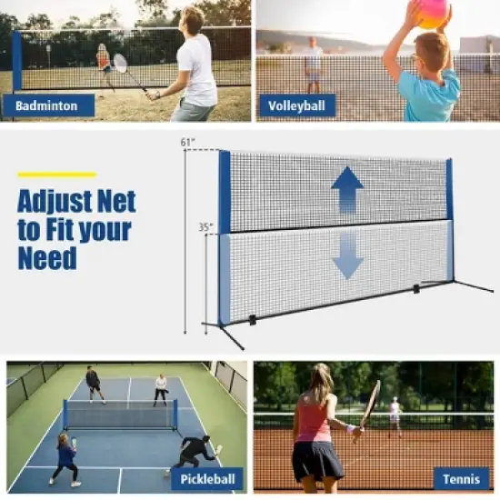 Costway 10FT Adjustable Badminton Net Set W/2 Shuttlecocks Portable Carry Bag image {5}