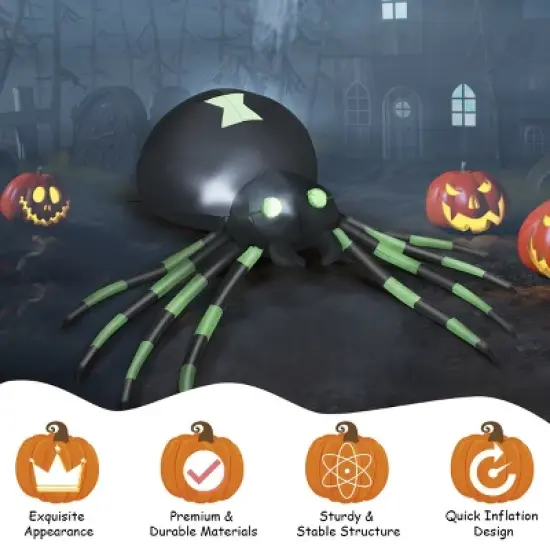 Costway 6FT Halloween Inflatable Blow-Up Spider w/ LED Lights Outdoor Yard Decoration image {3}