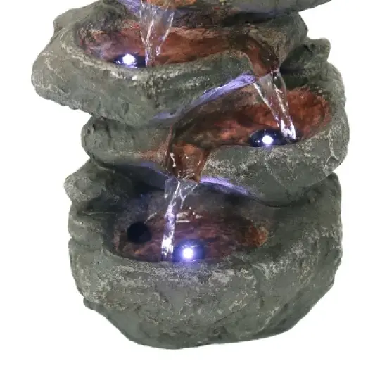 Sunnydaze Indoor Home Decorative Relaxing Stacked Rocks Tabletop Water Fountain with LED Lights - 10" image {4}