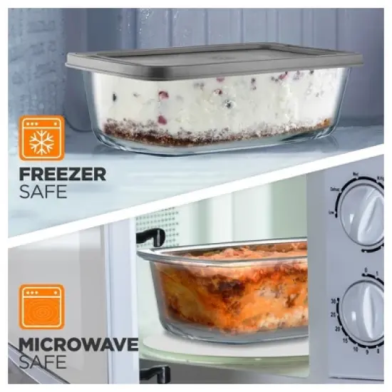 NutriChef 3 Sets High Borosilicate Glass Loaf Pan with Cover - Grip Handles for Easy Carry from Hot Oven To Table, BPA-Free image {4}