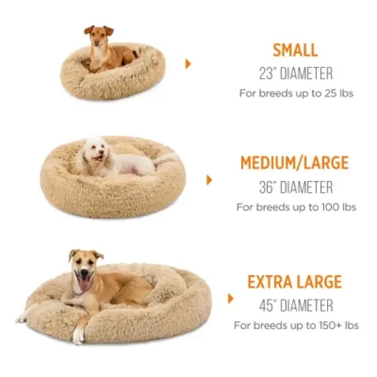 Best Choice Products Dog Bed Self-Warming Plush Shag Fur Donut Calming Pet Bed Cuddler - Brown image {6}