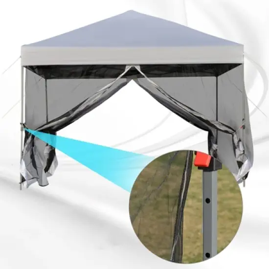 SUGIFT 10 ft. x 10 ft. White Gazebo Pop Up Canopy with Mesh Curtains image {4}