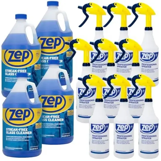 ZEP Streak-Free Glass Cleaner (Case of 4) + Zep Professional Sprayer Bottle - 32 oz (Case of 9) Bundle - Bundle image {7}