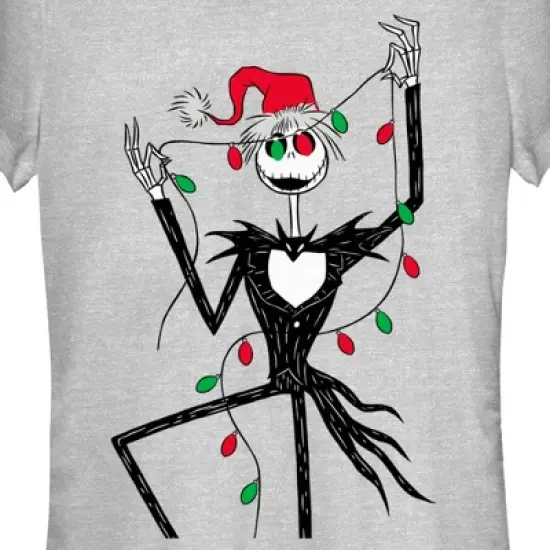 Junior's The Nightmare Before Christmas Jack Christmas Lights T-Shirt image {1}