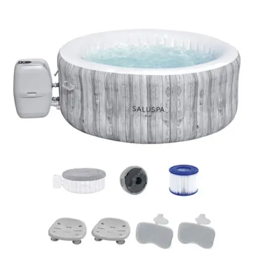 Bestway SaluSpa Fiji AirJet Inflatable Hot Tub with 120 Soothing Jets with Set of 2 Pool and Spa Seat and 2 Padded Headrest Pillows, Gray image {6}
