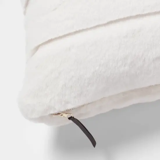 Oversized Oblong Faux Fur Channeled Decorative Throw Pillow - Threshold&trade; image {3}