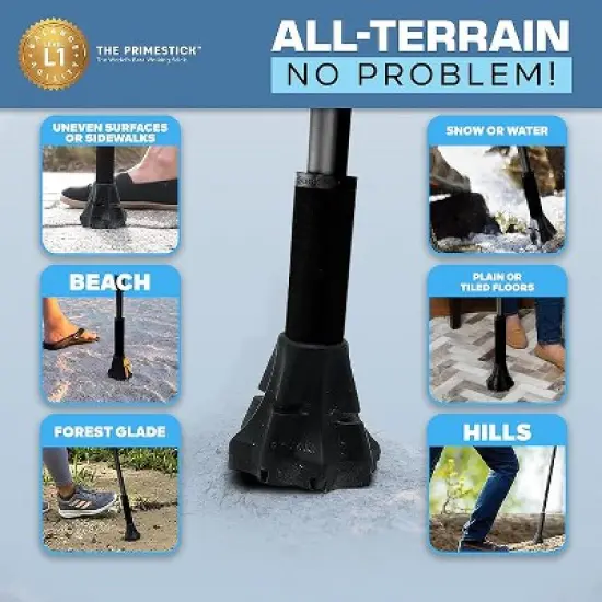 PrimeStick Walking Sticks for Seniors, Women & Men,Ergonomic Hiking Poles for Balance, Posture & Stability &ndash; Durable Trekking Poles for Walking image {8}