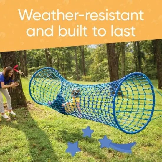 HearthSong 6-Foot Blue Wave Hanging Woven Rope Tunnel for Kids image {5}