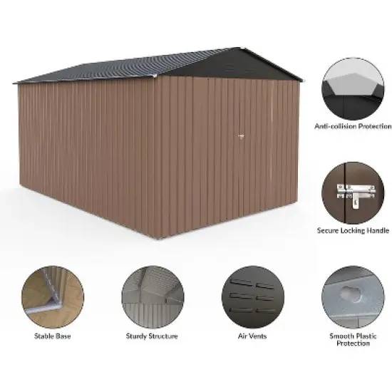 Acekool 8x10 FT Outdoor Metal Storage Shed, Lockable Double Doors, Vent, Sloped Roof, for Garden Patio Lawn image {3}