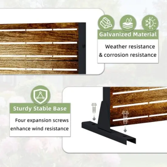 Lirago 72 in Garden Fence Panels Galvanized Outdoor Privacy Screen image {7}