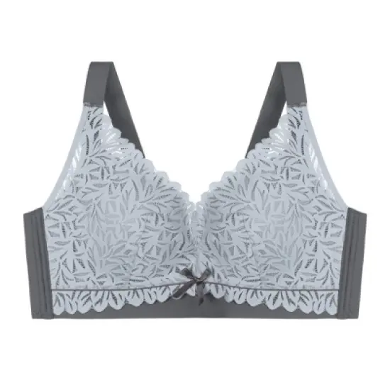 Agnes Orinda Women Plus Full Coverage Lace Soft Cup U Back Adjustable Strap Wireless Bras image {7}