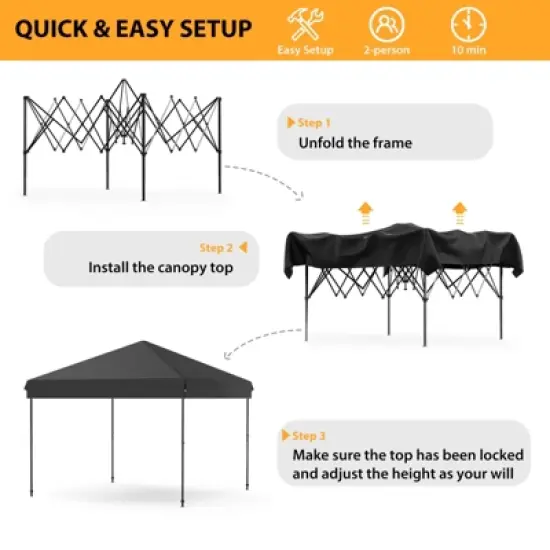 Pop Up Canopy with One Button Push Setup - Outdoor Canopy Tent with Portable Roller Bag - 3 Adjustable Height image {4}