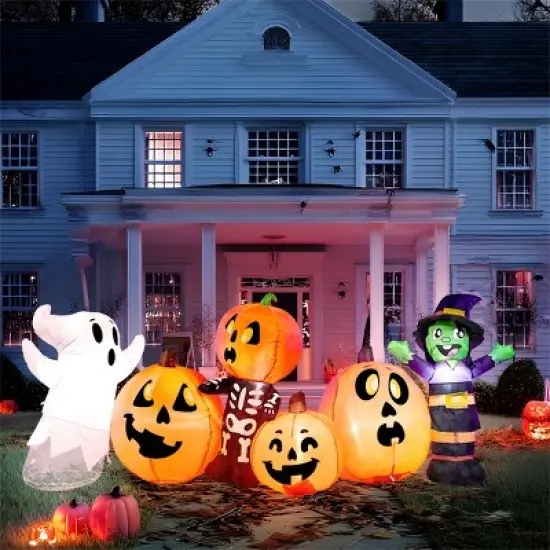 Joyfy 8 FT Long Halloween Inflatable Outdoor Decorations, Halloween Characters and Pumpkin Inflatables with LEDs for Halloween Yard Lawn Garden Decor image {3}