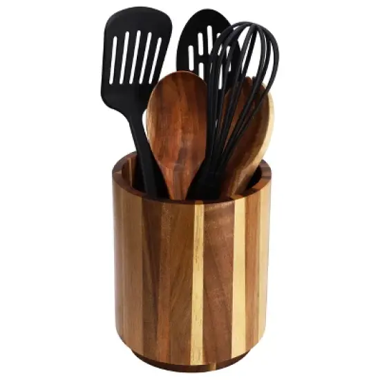 MegaChef Acacia Wood 360 Rotating Utensil Holder image {6}