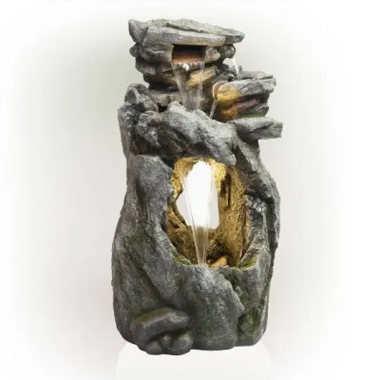 41" Rainforest Fountain with LED Lights Gray - Alpine Corporation image {3}